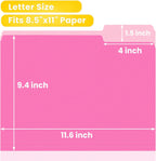 SUNEE File Folders, 30 Pack Manilla Folders 8.5 x 11, Colored File Folders Home Office School Supplies for Documents Files Paper, Neon Pink