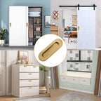 MOROBOR 2Pcs Brushed Gold Stainless Steel Side Hole Flush Pull, Oval Embedded Sliding Door Handle Recessed Finger Pulls with Hidden Screws for Drawer Cupboard Wardrobe
