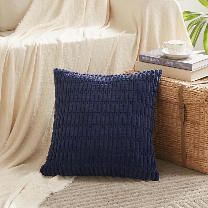 Fancy Homi 4 Packs Navy Blue Decorative Throw Pillow Covers 26x26 Inch - Image 2