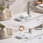CAKETIME 2 Pack Silicone Soap Dish with Drainage Holes for Bathroom Shower Caddy Kitchen Counter Sponge Holder Saver Tray Sink Accessories Jabonera Storage Solution Funny Gifts for Women White