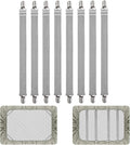8Pcs Adjustable Bed Sheet Straps Clips, Elastic Mattress Sheet Fasteners Holder and Suspenders, Grippers to Hold Sheet, Mattress, Sofa, Couch, Table Cloth, Ironing Board Cover(Grey)