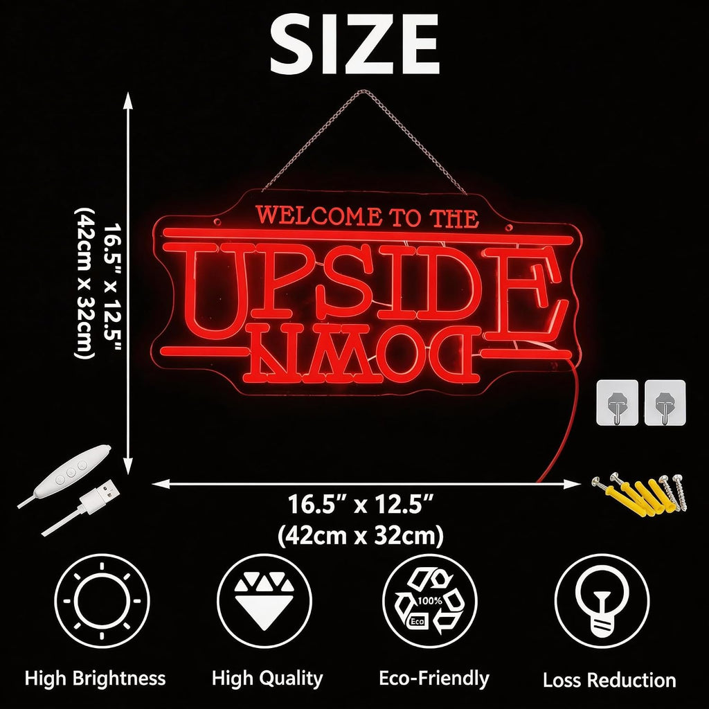 Welcome To The Upside Down Neon Sign LED Sign