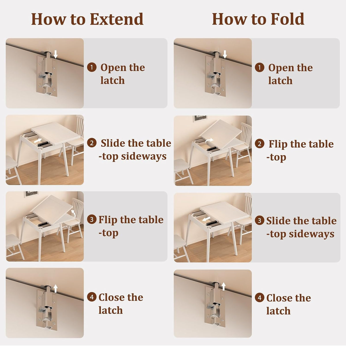 Solid Wood Small Dining Table for 2-6, 23.6"L-47.2"L Expandable Kitchen Table, Designed for Small Spaces, Easy Assembly, Suitable for Kitchen, Dining Room, Living Room, Apartment (White)