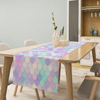 Mermaid Scales Table Runner Sea Theme Magic Blue Purple Pink Watercolor Scales Pattern Printed Linen Table Runner for Home Kitchen Dining Table Decoration,13x108 Inch