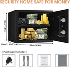 1.8 Cuft Fire proof Safes for HOME USE, Anti-Theft Digital Personal Security Safety Box with Electronic Keypad and Spare Keys, Home Safes Fireproof Waterproof for Money Medicine Document Valuables
