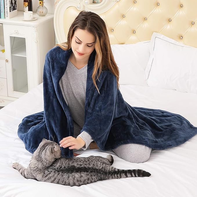 KMUSET Fleece Blanket Throw Size Navy Lightweight Super Soft Cozy Luxury Bed - Image 6