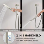Shower Faucet Set Shower System Brushed Nickel, Push Button Diverter