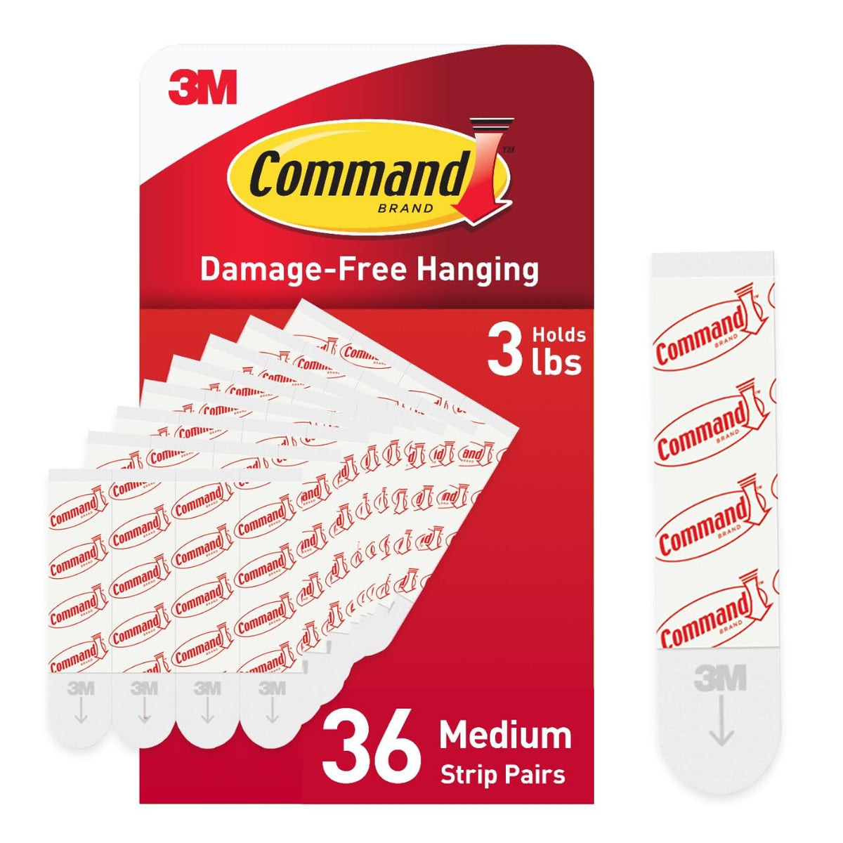 Command Indoor Medium Replacement Strips, 36 Strips