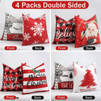 TOYPOPOR Christmas Pillow Covers 18x18 4Pcs Double‑Sided Winter Home Decor
