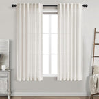 Cream Linen Curtains 63 Inches Long by Nanspring