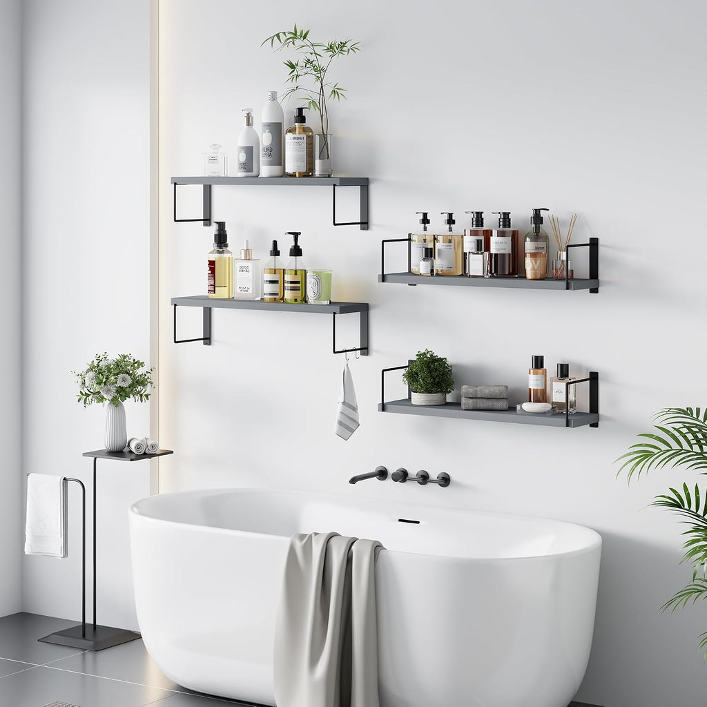 Floating Shelves, 24 In Bookshelves for Room Wall, Shelves on Wall (Grey)