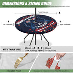 American Eagle Outdoor Round Tablecloth Waterproof Fitted Patio Table Cover with Zipper and Umbrella Hole Elastic Edge Wipeable Table Cloth for Garden Deck Fits 45-56 Inch Tables