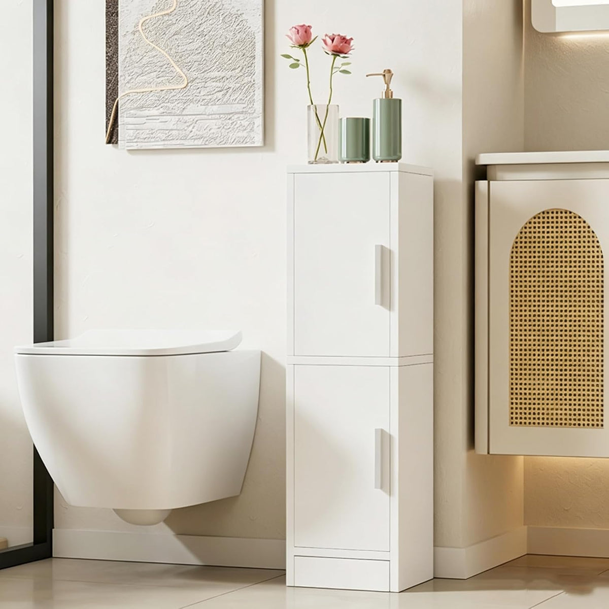 IBUYKE Small Bathroom Storage Cabinet, Narrow Floor Corner Cabinet UWBS002W