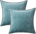 MIULEE Pack of 2 Couch Throw Pillow Covers 16x16 Inch Smoke Blue Farmhouse - Image 6