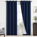 Yakamok Navy Blue 100% Blackout Curtains 96 Inches Long Thermal Insulated by Yakamok