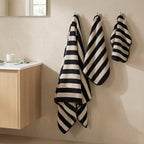 Black Striped Towels Set for Bathroom, 8 Piece Cotton Towels