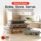 8pcs Set Rectangular Bakeware with PP LID (4 Airtight & 4 Lids) | BPA Free, Leakproof, Dishwasher, Microwave & Freezer Safe | Baking Dish Set with Plastic Lids | Containers for Kitchen - Clear