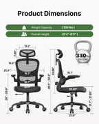 Marsail Ergonomic Office Chair with Lumbar Support, Home Office Desk Chair