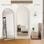 OGCAU Floor Full Length Mirror, 56"x20" Arched Full Body Mirror, White