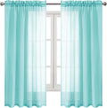 DWCN Aqua Sheer Curtains 63 Inch Long for Living Room Rod Pocket 2 Panels