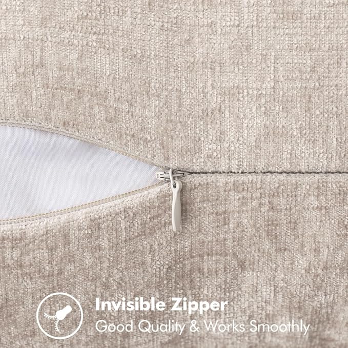 MIULEE Pack of 2 Couch Throw Pillow Covers 20x20 Inch Natural Beige Farmhouse - Image 3