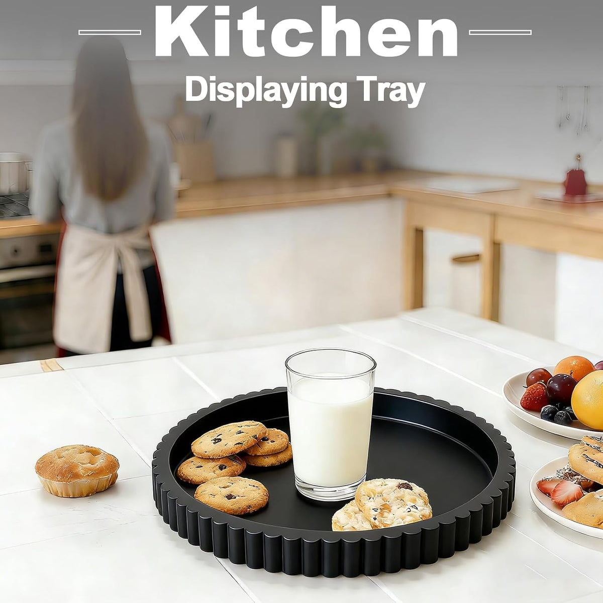 Round Decorative Tray for Coffee Table Decor Table Centerpieces
