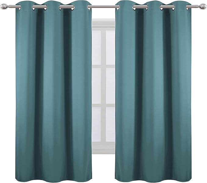 LEMOMO Sea Teal Blackout Curtains 40 x 63 Inch Length/Set of 2 Curtain - Image 2
