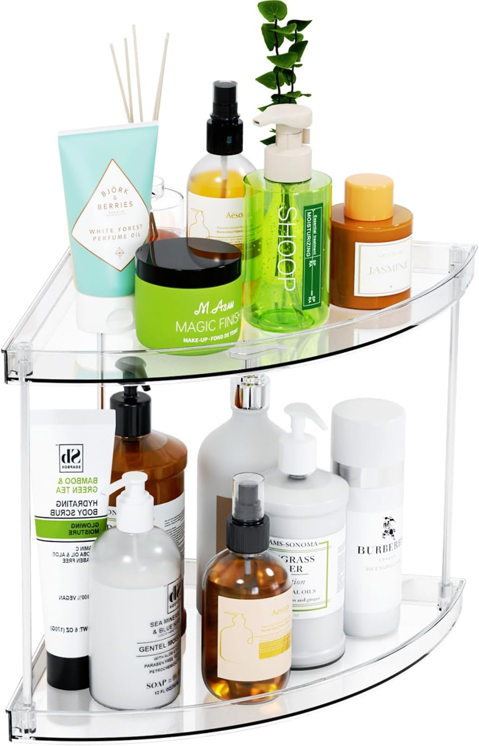 Yieach 2 Tier Bathroom Counter Organizer,Tiered Bathroom Organizer for Makeup,Perfume,Beauty Products,Skincare Organizers Shelf,Vanity Storage Tray for Bedroom,Spice Racks for Kitchen Corner,Rectangle