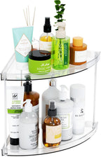 Yieach 2 Tier Bathroom Counter Organizer,Tiered Bathroom Organizer for Makeup,Perfume,Beauty Products,Skincare Organizers Shelf,Vanity Storage Tray for Bedroom,Spice Racks for Kitchen Corner,Rectangle