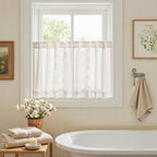 jinchan Belrose Linen Floral Kitchen Curtains 36 inch Length Embroidered - Image 9