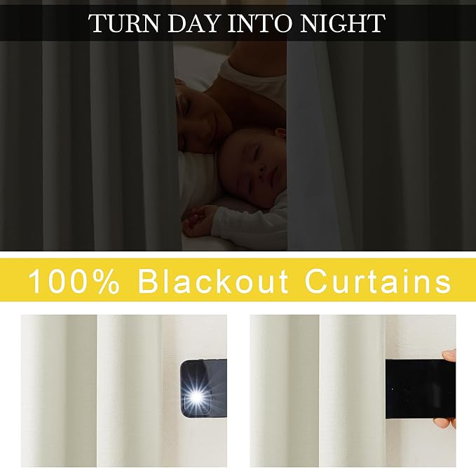 NICETOWN Faux Linen 100% Blackout 108 inch Curtains - Image 6