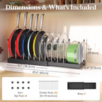 Lifewit Expandable Pot Lid & Pan Organizer for Cabinet with 11 Dividers
