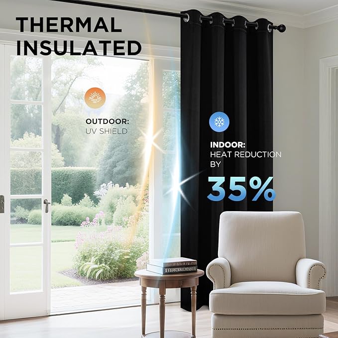 Joydeco Blackout Curtains 108 Inches Long 1 Panel, Thermal Insulated Long - Image 4