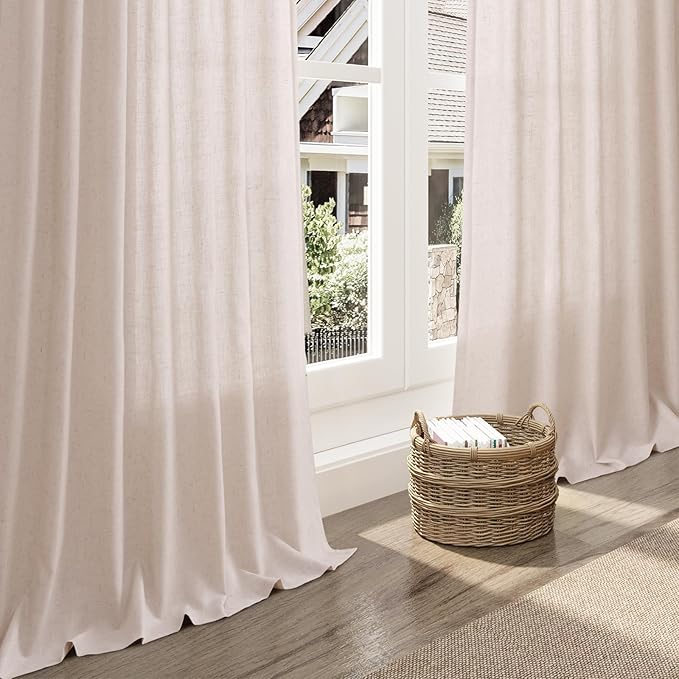 Nanspring Natural White Linen Curtains 96 Inches Long - Image 5