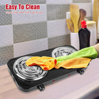 2000W Electric Hot Plate,Portable Electric Stove Countertop Double Coil Burners W/Dual Control&5 Level Temperature Control, Easy to Clean,Lightweight Cast Iron Countertop Stove for Home Camp RV 110V