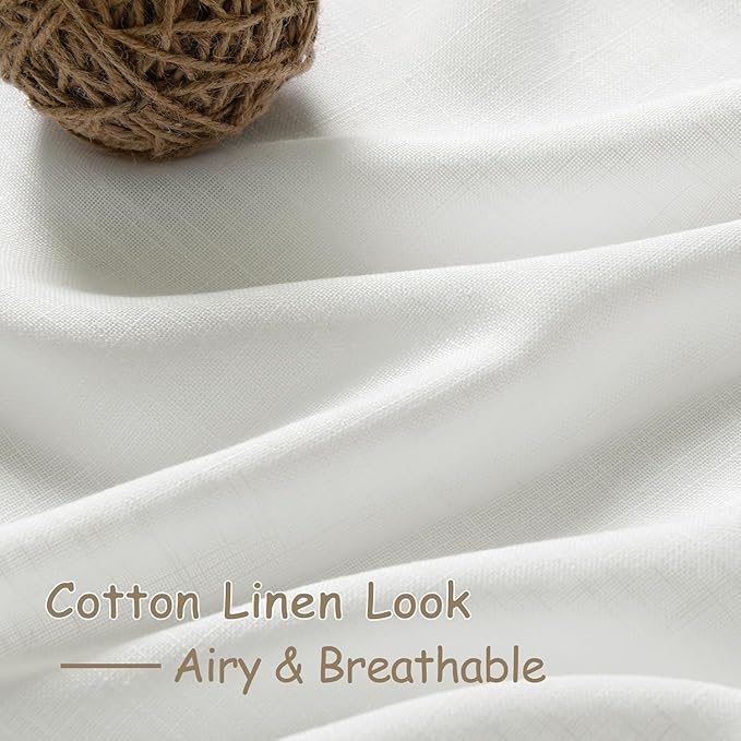 Nanspring Off White Linen Curtains 84 Inch Length 2 Panels Set - Image 5