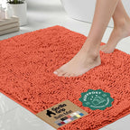 GORILLA GRIP Bath Rug Mat for Bathroom, Absorbent Chenille, 24x17 Coral