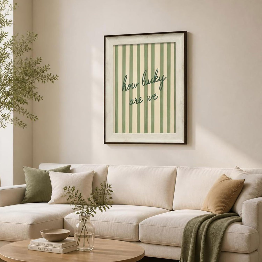 razliubit Green Cute Framed Wall Art Prints, Replaceable Wall Decors for Room Aesthtic, Small Framed Artwork Oil Painting for Bedroom Bathroom Kitchen Office Decor(10"x12")