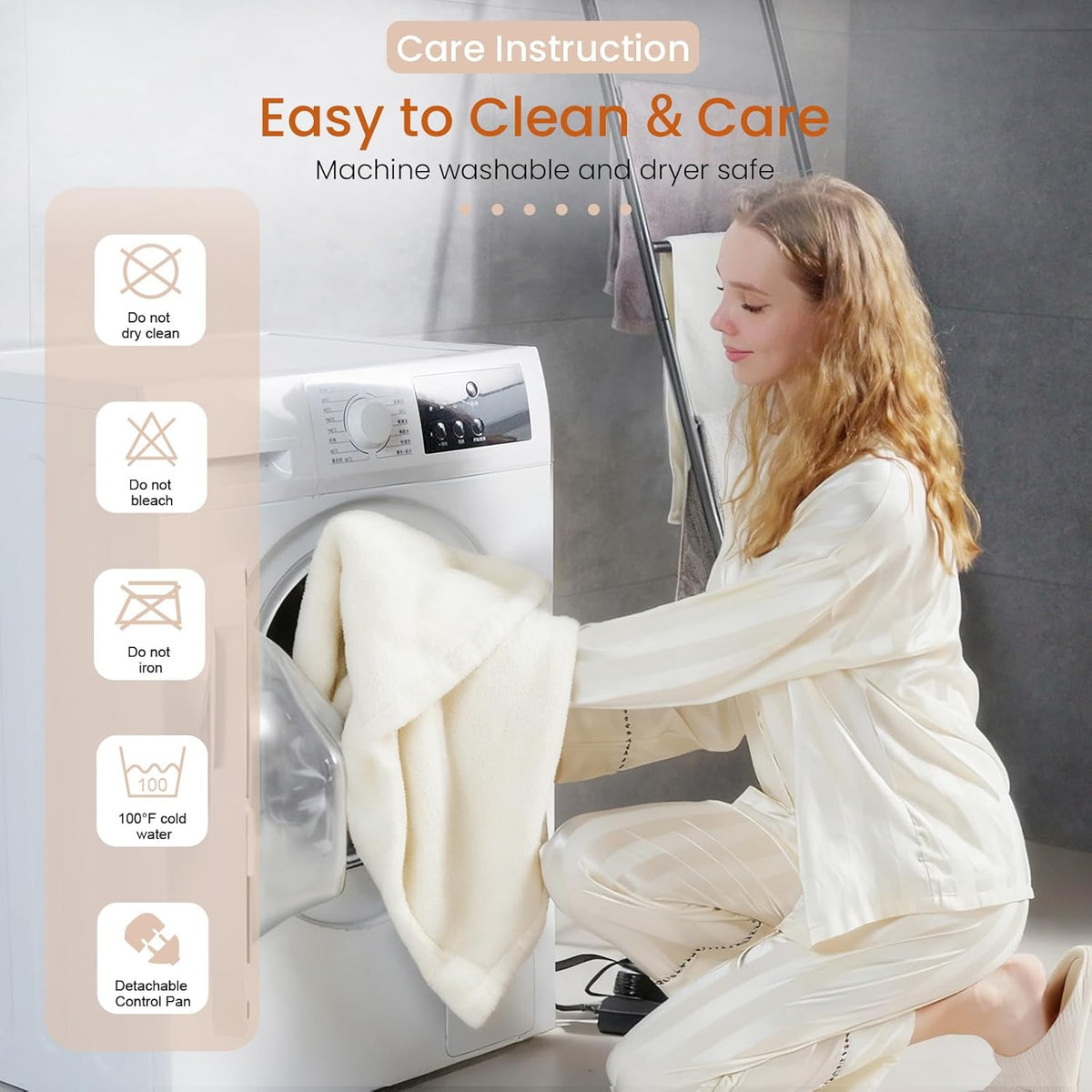 Heated Blanket Electric Throw Blanket with Built-in Button Controller