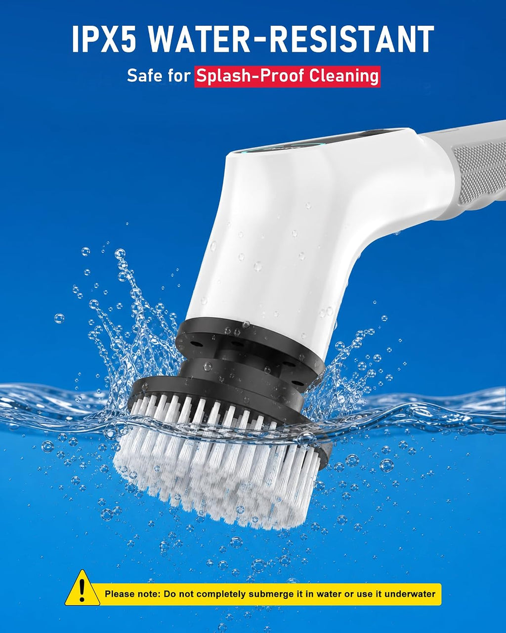 Dovety Electric Spin Scrubber, Extendable Handle, 8 Brush Heads-WH