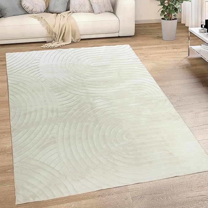 Washable Area Rugs 5x7 Rugs for Living Room Light Beige Faux Rabbit Fur Rug for - Image 5