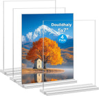 Acrylic Picture Frames 8x10 inches, 4 Pack Clear Plastic Picture Frames Holder Standing,8x10 Double Sided Picture Desktop Display for Photo Home Office -Vertical