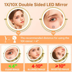 Gospire 7" Lighted Makeup Mirror, 1X/10X Magnification, Height Adjustable