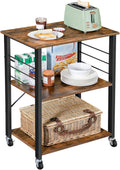 VASAGLE Kitchen Shelf on Wheels, 23.6 Inches Serving Cart with 3 Shelves
