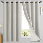 Yakamok Cream Linen Curtains 100% Blackout 63 Inches Long, Room Darkening by Yakamok