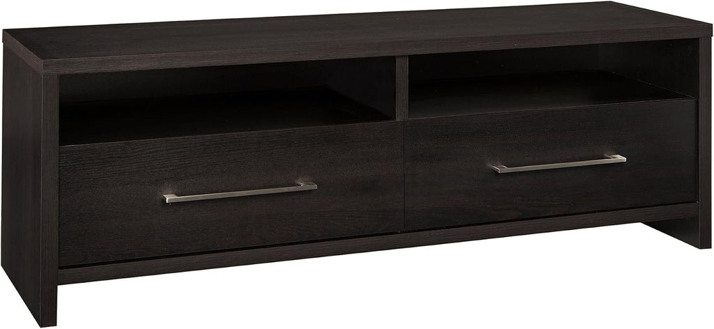ClosetMaid Media Stand Entertainment Center with Cabinet Drawers, Open Shelves, 55 in. Wide, for Living Room, Den, Game Room, Black Walnut Finish
