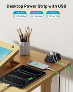 TROND Desk Clamp Power Strip with 5 AC Outlets and 3 USB Ports, Black