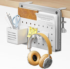 Desk Side Storage Organizer, Fits Flat Edge 0.4" to 2.2", White