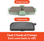 bella 10"x20" Fold and Store Griddle, Non-Toxic, Ceramic Coating, Seaglass