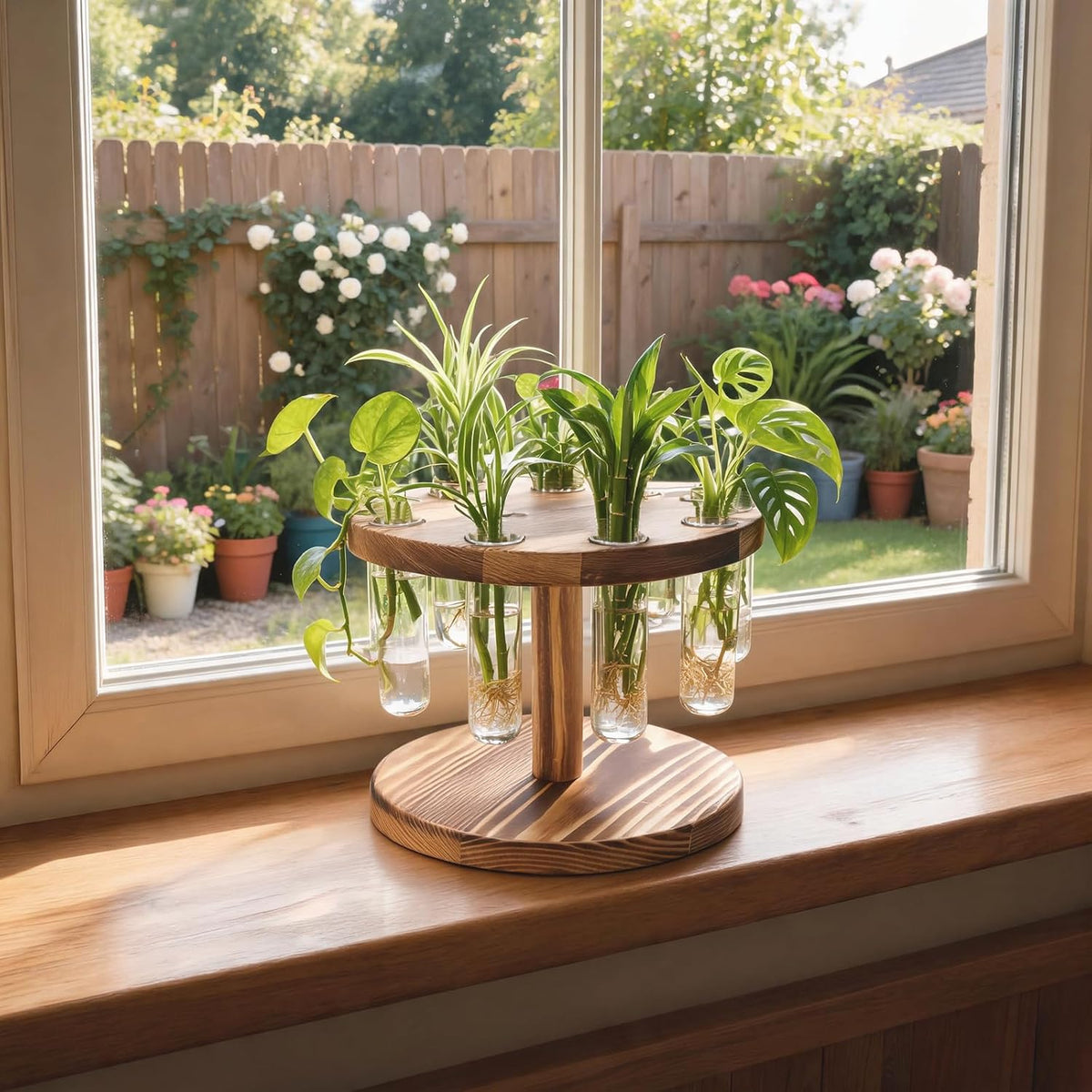 Plant Propagation Station, 9 Propagation Tubes with Wooden Stand
